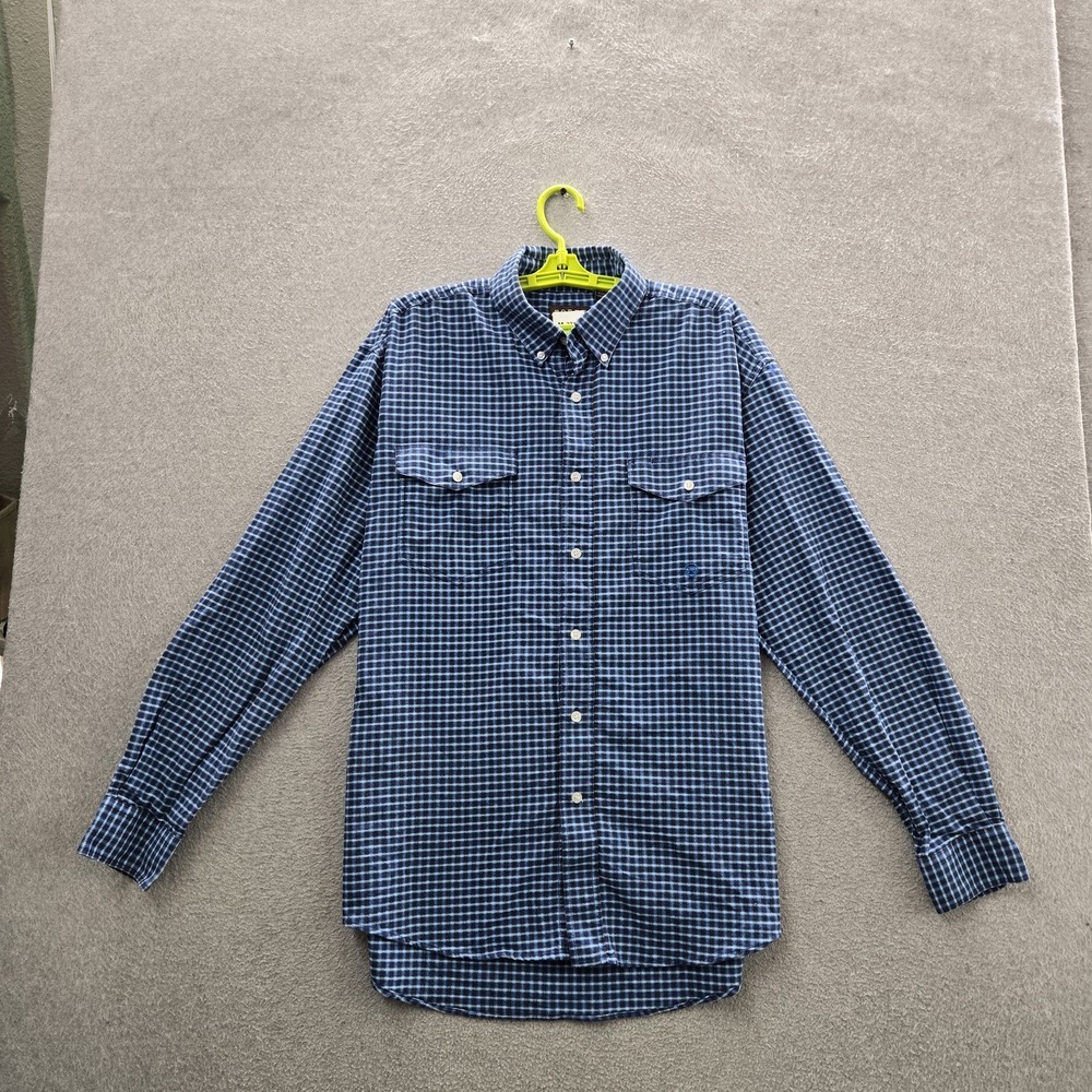 Roper Men Button Up Shirt M Blue Plaid Western Long Sleeve Work